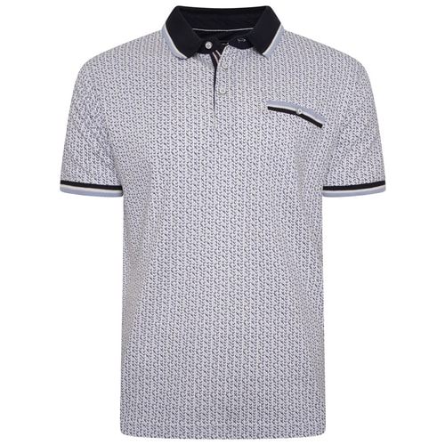 KAM Piqué-Poloshirt mit Dobby-Print, Weiß